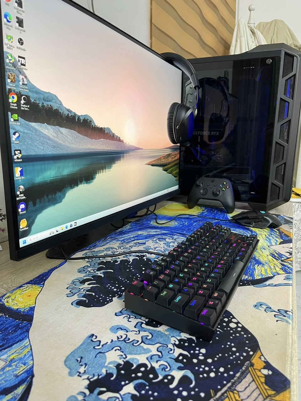 للبيعpc
-GPU:RTX5070 GIGABYTE 
-CPU:RAYZN 7 7700
-M.B:X870 Gaming Gigabit 
-M.2:4T Samsung 990 pro
-RAM:32G LAXER 5600red
-COOLER:Deepcool AG620
-P.S:THERMAL RIGHT 750W GOLD 
-UPS:FALCON 3000mA
-MONITOR:SAMSUNG IPS 2K 180HZ 27inch
-CASE:cooler master H500 ARGB
اكسسوارات 
1-HYPERX CLAUD III 3
2-KEYBOARD RED DRAGON 
3-Logitech G402
4-جويستك اكسب بوكس أصيله 
5-ماوس باد

الpc نضيف استخدام شهرين الكراتين وصولات الضمان كله موجوده.

العنوان:بغداد-البلديات.
***********
السعر:3100000  بيها مجال بسيط
