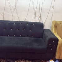 طقم 8 مقاعد • كراسي خردلي • قنفتين اسود