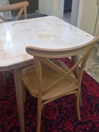 ميز طعام • مرمر • هيكل حديد