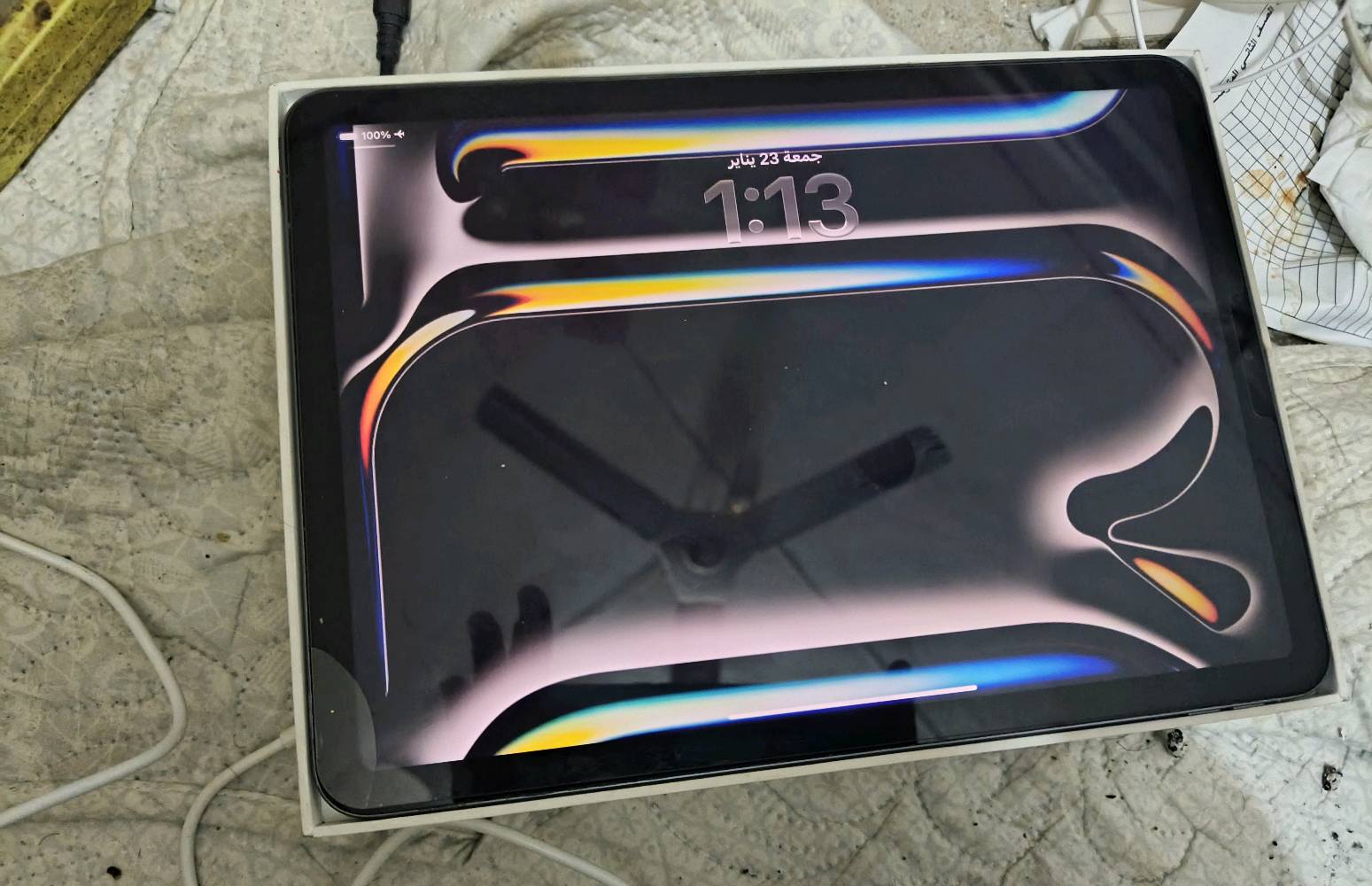 ايباد air 5 معالج m1 المعروف باادائه الخارق نظافة ٩٧٪ ذاكرة ٦٤ بطارية ثمانينات وياه شاحنة وكارتون بصمه إصبع متوقفة فقط سعر ٤٥٠توصيل متوفر أو مراوس بايباد حسب القناعه