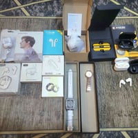 ساعتين نسائية • ايربود ٧قطع • حلقة سمارت قياس ١١