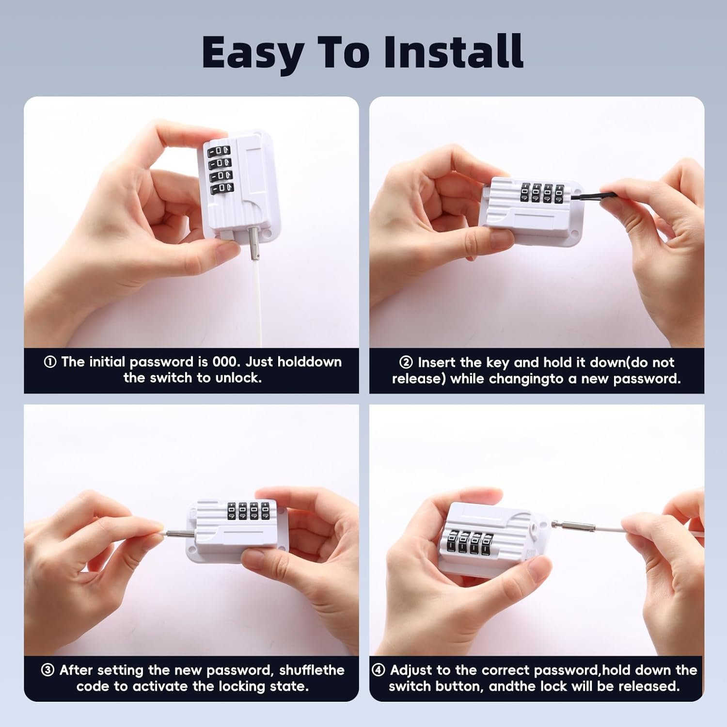 new 2 Pack Fridge Locks Combination, Child & Baby Proofing Refrigerator Latchs with Code for Kids, Toddlers and Children Safety, Self Adhesive Freezer Lock for Cabinet and Drawers, Oven, Windows (Patent)

assword Setting: The initial password of this refrigerator lock is 0000 (not recommended to change the password because many people forget the new password), changing the password is very simple, just need to keep the password at "0000" from the hole on the right Plug in the gadget in and start resetting your password. Release the inserted tool after your Password is fully set.
Safety Lock to Protect Child: This Self Adhesive Combination Latch with password lock can prevent babies from pinching their fingers when they open the refrigerator; prevent babies from eating food forbidden by their parents; even babies accidentally lock themselves in the refrigerator.
NO Tools or Drilling: This refrigerator lock with Adhesive,it very easy to install, just peel off the sticker and stick it on the refrigerator. Please clean and dry the surface of the refrigerator before use. Stickers are strong and will not damage the surface of the refrigerator, please feel free to use them.
Multifunctional Password Lock: not only can be used for refrigerators, but also can be used for cabinets, Air Oven Air Fryer,toilets, windows, drawers, closets, washing machines, etc. A safety lock can keep safe for for Kids and Pets. أربيل, العراق


**إذا كنت صاحب هذا الإعلان وتريد حذفه لأي سبب، رجاءا أرسل رسالة إلى الدعم الفني**