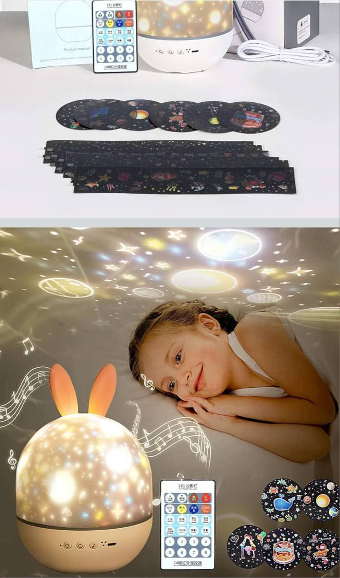 جهاز عرض ليلي للأطفال (Night Light Projector) بتصميم "أرنب ضوء القمر" (Moonlight Bunny). 
يُستخدم هذا الجهاز لخلق أجواء هادئة في غرف الأطفال من خلال عرض أنماط ضوئية على السقف والجدران، ويتميز بالخصائص التالية:
عرض ضوئي متعدد: يتضمن عادةً عدة أفلام عرض بأشكال مختلفة مثل النجوم، المحيط، وأعياد الميلاد.
تشغيل موسيقي: يحتوي على صندوق موسيقى مدمج أو مكبر صوت Bluetooth لتشغيل ألحان هادئة تساعد على النوم.
دوران 360 درجة: يدور الجهاز لتوفير عرض متحرك في أرجاء الغرفة.
جهاز تحكم عن بعد: يأتي مع ريموت كنترول للتحكم في الإضاءة والموسيقى عن بعد.
قابل لإعادة الشحن: يعمل ببطارية مدمجة يتم شحنها عبر منفذ USB. بغداد, العراق


**إذا كنت صاحب هذا الإعلان وتريد حذفه لأي سبب، رجاءا أرسل رسالة إلى الدعم الفني**