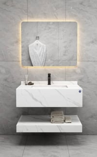 مغسلة بورسلين • ٦٠سم • مع مرايه