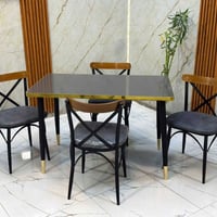 طاولة خشب • كراسي جلد • 4 و 6 كراسي