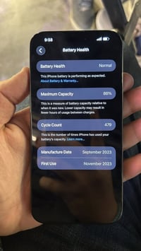 ايفون 15 بروماكس ذاكره 256  بطاريه 86 لون النيلي المميز  جهاز نضيف كلش...