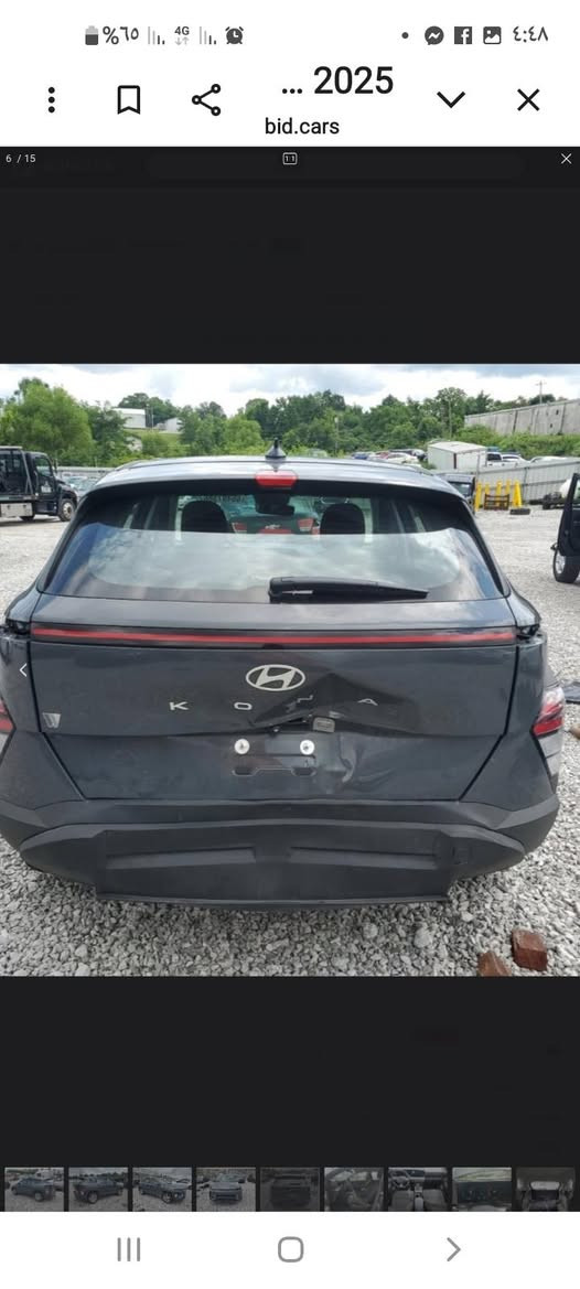 سلام عليكم رمضان كريم وصيام مقبول كونا ٢٠٢٥ لون اسمنتي وارد امريكي  بدون صبغ بدون تبديل بارد فقط في قبق الصندوق جميع الايرباكات سليمه عداد ١٥ الف ميل جاهزه تترقم بأي محافظه سعر١٦٣ وبيه مجال قليل للتواصل واتس***********
