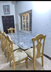 ميز طعام كزاز مع 6 كراسي  خشب اصلي وقماش الكراسي قويات ومريح  السعر 10...