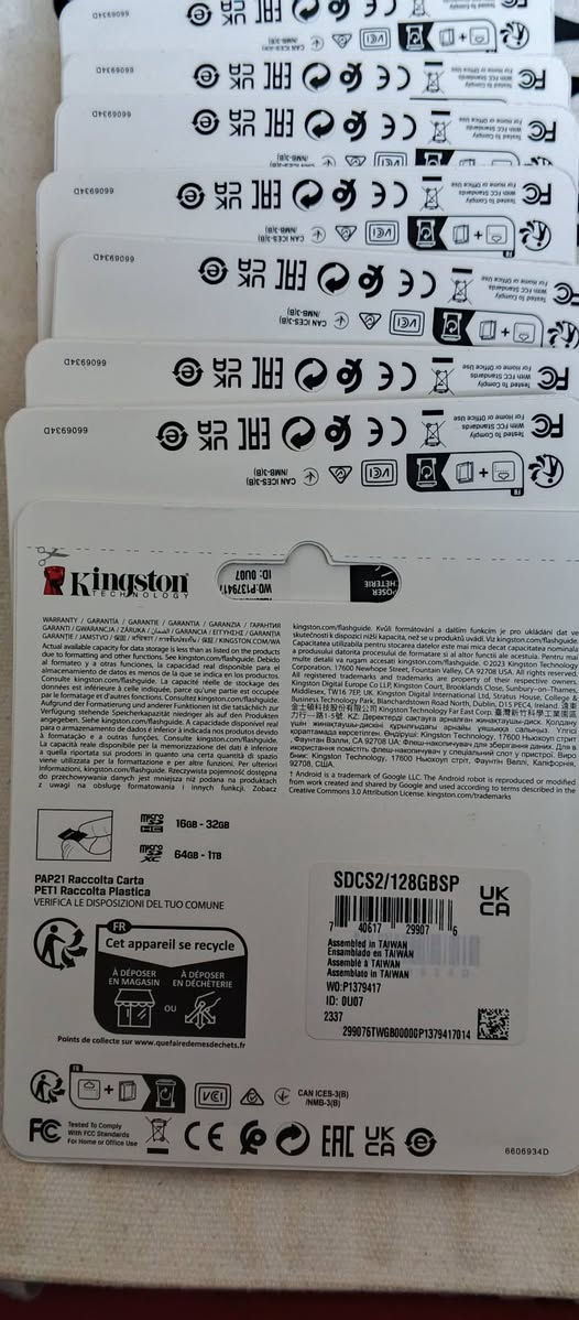 ذاكرة اصلية ماركة Kingston سعة 128 كيكا 
(اصلية 100 بالمئة وليس كوبي ومستخدمها بأخر اجهزة نينتندو ضمان )
سعر المفرد ٢٠ الف 
وسعر الجملة ١٢ دولار 
كمية محدودة 
توصيل بغداد ٥ الاف وباقي المحافظات ٦ الاف 
***********
