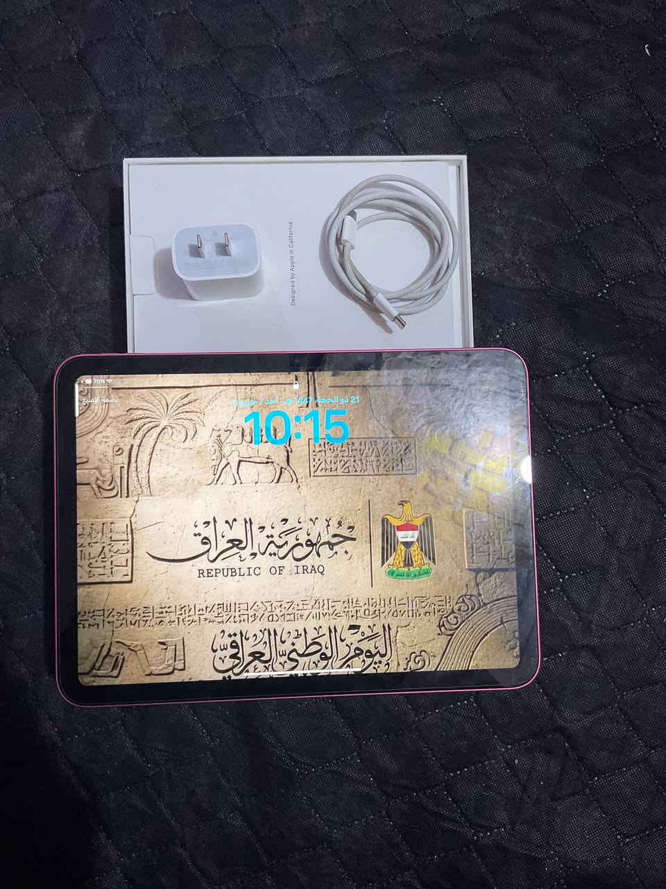 ايباد 10 
ذاكرة 64 
،،بطارية 86🔋 
نظافة 97‎%‎
نموذج M 
مستعمل اقل من سنة 
السعر 370 وبي مجالل 

*********** …………… للاستفسار.
