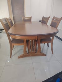 ميز طعام • خشب زان • ٦ كراسي