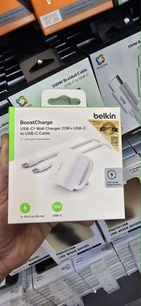 Belkin أصلي • شاحن ٢٠ واط • كيبل USB-C