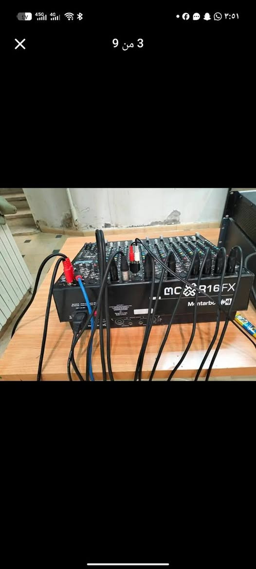 مكسر اصلي باور كل خط 750 واط للبيع مستخدم السعر 500 دولار 
هذا الجهاز هو مكسر صوت احترافي من طراز Montarbo MC-R16FX. 

يحتوي على 16 قناة صوتية (12 مدخل ميكروفون و 4 مدخل ستيريو).

مزود بمعالج تأثيرات صوتية مزدوج (Dual FX).

يتضمن مخرج USB لتسجيل وبث الصوت عبر الكمبيوتر.

يحتوي على إيكولايزر (EQ) للتحكم في الترددات ومخارج للمراقبة (Monitor).


**إذا كنت صاحب هذا الإعلان وتريد حذفه لأي سبب، رجاءا أرسل رسالة إلى الدعم الفني**