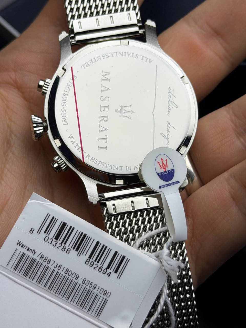 MASERATI
اصلي اورجينال ايطالي 
كاملة المرفقات الاصلية غير مستخدم  
سنتر ثواني منفصل 
تاريخ شهري 
قفل بحري مميز 
زجاج زفير كرستال 
ارقام واميال لامينوس 
مقاومة للماء 100 متر 
ستانلس ستيل بالكامل 
سير حصيرة 

السعر مناسب جدا للمهتمين 

ملاحظة / جميع الصور من تصويرنا للقطعه

uyhUzjyMMZrFWXuPws


**إذا كنت صاحب هذا الإعلان وتريد حذفه لأي سبب، رجاءا أرسل رسالة إلى الدعم الفني**