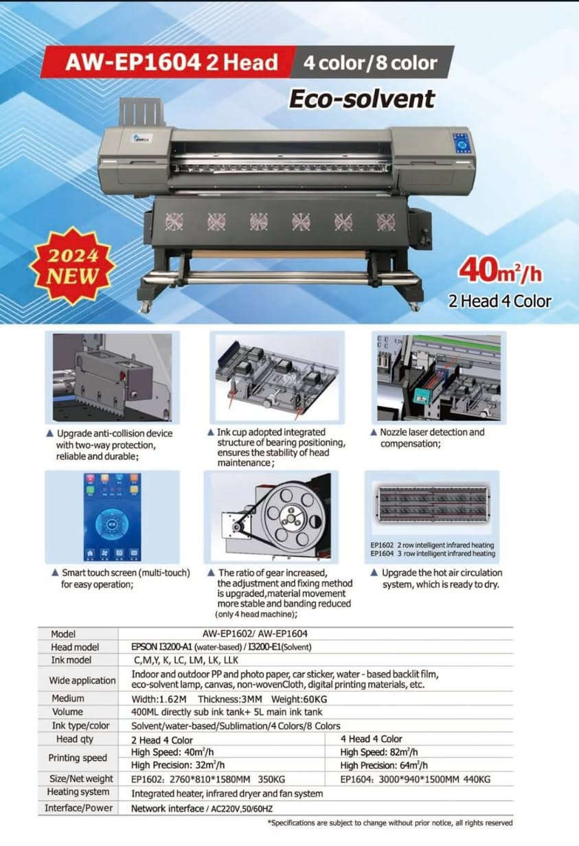 🚀 قوة الطباعة تبدأ من هنا – PES 🚀

طابعة Alwin 1.62
مزودة برأس طباعة Epson  i3200
أداء ثابت 🔥 سرعة عالية 🔥 جودة لا تُقارن

يتوفر ايكو سولفنت تتسع واحد هيد أو اثنين 
يتوفر uv تتسع من واحد هيد إلى 4 حسب طلب الزبون 

✔️ إنتاجية قوية لمشاريعك
✔️ ألوان دقيقة ترفع قيمة شغلك
✔️ ضمان سنة كاملة
✔️ دعم وصيانة مع فريق لبناني محترف

💼 استثمر في ماكينة تشتغل بثقة… وتخلّيك متقدّم على المنافسين
📞 تواصل معنا الآن وخذ خطوة التفوق 

اربيل الايطاليه 1 
موصل الحدباء 
السليمانيه 

*********** واتساب 
*********** واتساب او اتصال 
*********** اتصال
