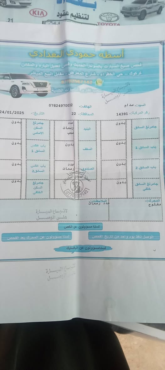 فور ويل على وضع الشركه لا صبق ولا بارد٢٠١٢ سنويه ل٢٧ تخم تاير صدر جديد تبريد دفايه كلها بلادي مكاني صلاح الدين ***********بسمي
