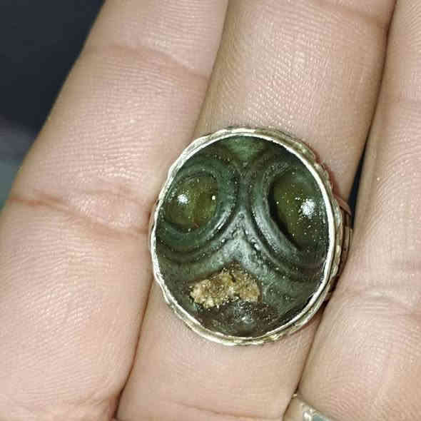 ياالله داوودي قديم جدن مصور وجه مرعب لون اخظر نادر صياغه يدويه بغداد مدينه الصدر ***********
