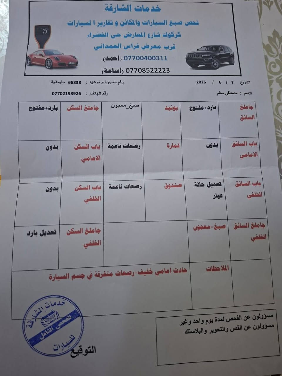 سلام عليكم كورلا نحله كندي 2008ضررها وصل موجود بالصوره رقم سليمانيه شرط التحويل عنوان كركوك ***********سعر 108
