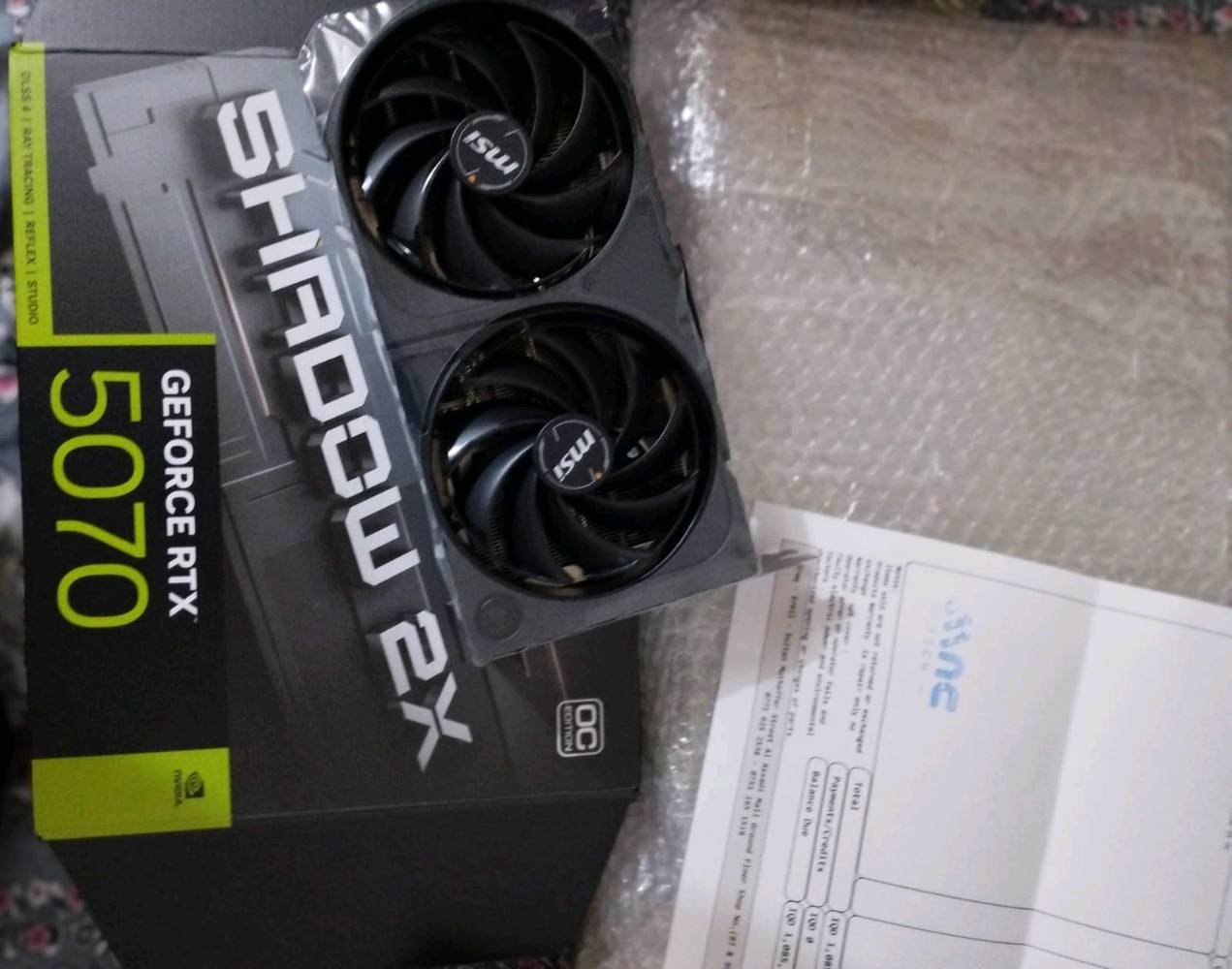 سلام عليكم
للبيع كرت شاشه RTX 5070 12GB 2X FAN 

جديد  غير مستخدم(جديد)

سعرة مليون و50 الف قفل (1,050,000) 

ملاحظة: مشتري ب(1,085,000) مليون و85 الف  +  مذكور بالوصل  ضمان الكرت يتم تصليحة وليس استبدالة 

للتواصل واتساب 

***********