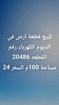 الديوم الكهرباء • ١٠٠م • أرض للبيع