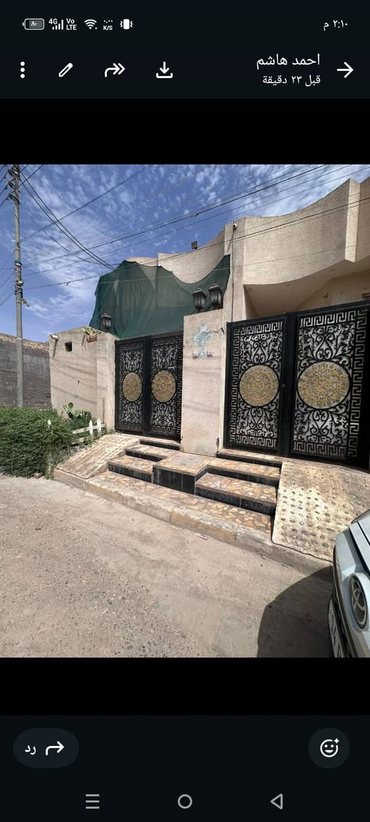 للبيع دار سكني تصميم حديث وأنيق الجمعيات الأولى البيت طابو
مساحة 100 متر

• طابق واحد
• السقف كونكريت مسلح
• البناء والمواد درجة أولى
• واجهة مرتبة وحديثة مع باب حديد ديكور فاخر
• الصالة مفتوحة على البيتونة بتصميم مريح وواسع
• الحايط مخمر أبيض مع وزرة سيراميك لون بيجي
• تشطيب نظيف وجاهز للسكن

الدار مناسبة للعوائل وموقعها هادئ ومميز.
للاستفسار ***********
