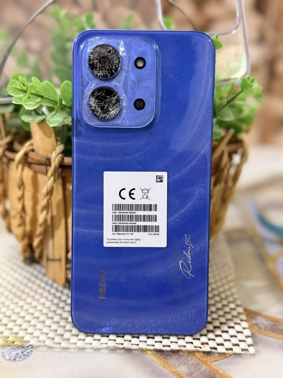 ريدمي 15c/بدون ملحقات
ذاكره 256/رام4+4
بطاريه 6000
معالج جي 81/ببجي60فريم
معدل تحديث شاشه 120هرتز
دبل بصمه 
دبل خط
جهاز مكفول من العطل وتصليح 
فقط عدسات الكامره مكسوره وموضح بصور 
للبيع سعر 100وبي مجال قليل 
شراي يتصل ***********
مكاني كوووت
