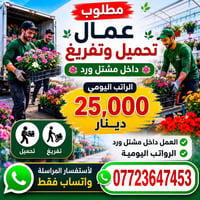 يتوفر فرص عمل داخل بغداد الاتصال والتسفسار عل الواتساب