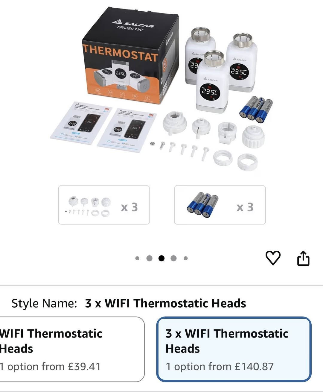 ثرموستات SALCAR TRV801W 

ضبط و مراقبة درجة حرارة الغرفة

التحكم الذكي: يمكن التحكم فيه عن بعد عبر تطبيق "Smart Life" أو صوتيًا باستخدام Alexa أو Google Assistant، دون الحاجة إلى بوابة (Gateway) إضافية.

توفير الطاقة: يساعد في تقليل استهلاك الطاقة بنسبة تصل إلى 30% بفضل برامج التعديل والتسخين التلقائي.

وظائف متعددة: يتضمن وظائف عملية مثل:
كشف النافذة المفتوحة: يقوم بإغلاق التدفئة مؤقتًا عند كشف نافذة مفتوحة.
قفل الأطفال.
الحماية من التجمد والتكلس.
وظيفة التذكير بانخفاض البطارية.
التثبيت: يتميز بخيط قياسي M30 x 1.5 مم ويأتي مع ستة محولات مختلفة ليتناسب مع معظم أنواع الصمامات الشائعة.
مصدر الطاقة: يعمل بثلاث بطاريات قلوية AA بجهد 1.5 فولت. 

للاستفسار خاص 
او ***********
