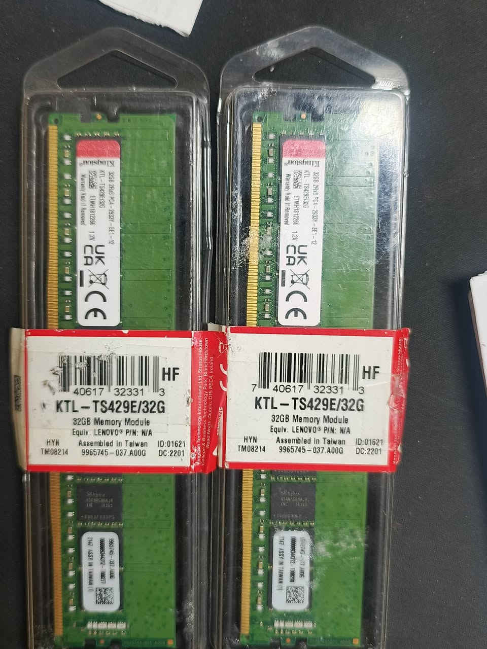 اتوفرت قطعتين رامات 
كل قطعه ٣٢ كيكا
قطعتين مجموع ٦٤
Ddr4
من شركه Kingston 
حتى تعليمات تركيب جاي وياهن
سعر القطعه المفرد ١٣٠
سعر القطعتين سوه ٢٥٠
دابيع بسعر ١٦ كيكا للعلمم


**إذا كنت صاحب هذا الإعلان وتريد حذفه لأي سبب، رجاءا أرسل رسالة إلى الدعم الفني**