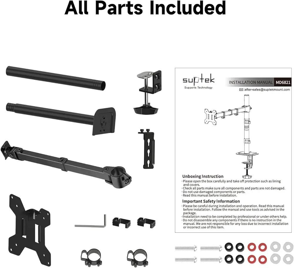 لاصحاب السيت اب والكيمنك (تابعونا)
هذا حامل شاشة مفرد من Suptek MD6821. 
متوافق مع معظم الشاشات التي يصل حجمها إلى 32 بوصة وتزن 10 كجم كحد أقصى. 
يدعم أنماط تثبيت VESA 75x75 مم أو 100x100 مم. 
يتميز بعمود طويل يبلغ ارتفاعه 80 سم (31.5 بوصة) لتعديل الارتفاع الأمثل. 
يمكن تدوير الشاشة 360 درجة وإمالتها بزاوية 90 درجة. 
💸السعر 25 الف دينار عراقي
📱***********
📍توصيل بغداد فقط واذا تحب انت تجي
تستلمه مو مشكلة
