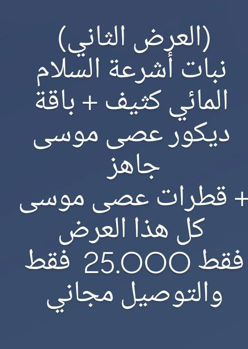 عروض بابونج اليوم فقط ✔️
خصومات تصل إلى 30٪ 
🌿 نباتات طبيعية ضلية وخارجية
🪴 سنادين بجميع الأحجام
🚿 مستلزمات وأسمدة زراعية
🎉 استغلوا الفرصة قبل نفاذ الكميات
📍 بابونج ستور – الجودة والسعر بصفك
⏰ لفترة محدودة
الحجز وتساب 
***********
