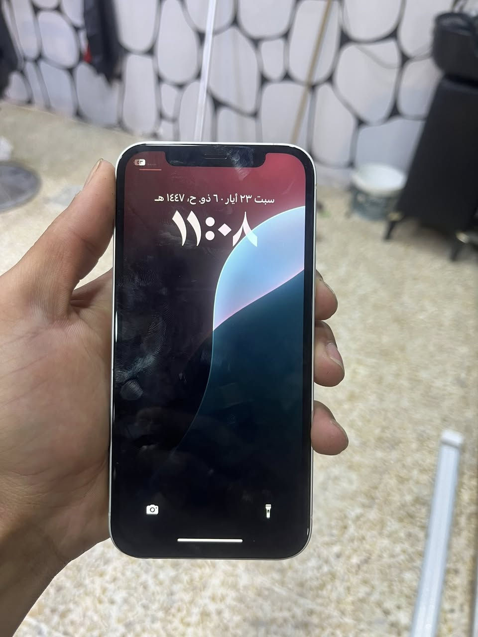 ايفون 12 عادي ذاكره 128مبدل شاشه وبطاريه اصلي فيس ايدي واكف شرحه مفتوح تخطي ادفع سعر
