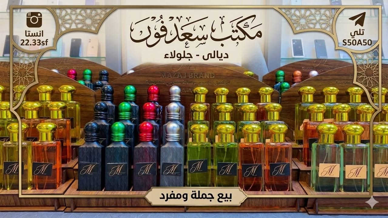 عــــــــِـرض خــــــــــــاص عطور نسائية رجاليه 
عطور رجاليه نسائية مركزه ثباتيه فوحان 
الفخامة👑 و النزاكة🌸 و الترتيب🍂
في صورة 
متوفر حاليا 🆕️🆕️🔥

توصيل كافه المحافظات 
 السعــــــــــــــر 6 الــــف 

انستا ... 22.33sf 📩
تلي.       S50A50 📩

   العنوان ديالى جلولاء قرب صيدلية دكتور ستار الحربي القديمه 

للإستفسار. : ***********
