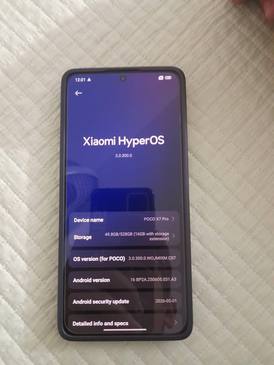 السلام عليكم 
جهاز POCO X7 PRO (للبيع)
 ذاكرة 512/12 اصفر 
مستعمل 10 اشهر بطارية 100 
و عدد الدورات 95
جهاز نظيف جدا ما مستعمل شيء قليل العنوان بغداد الامين الثانية 
السعر 400 وبي مجال ملحقات كاملة
*********** واتساب
