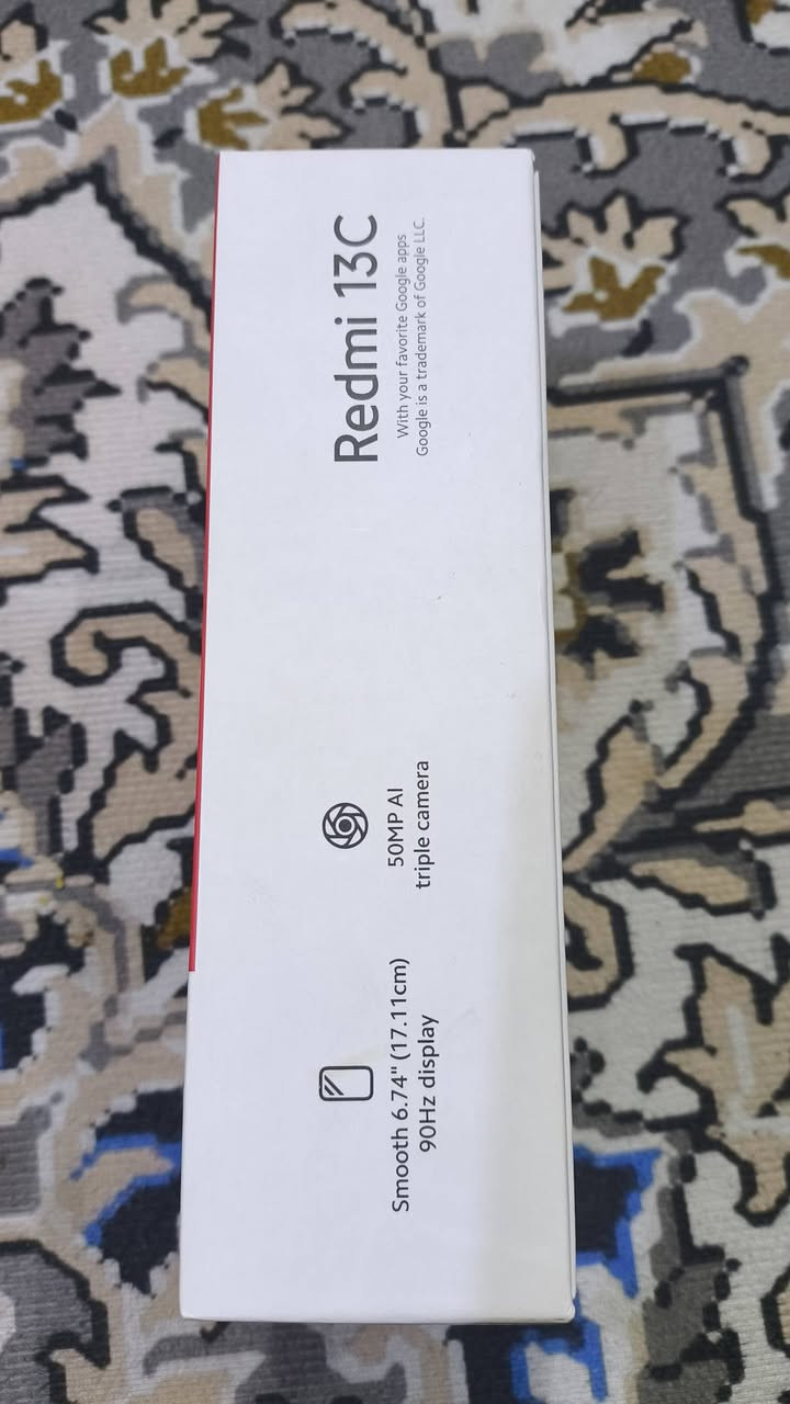📱 Redmi 13C
📸 كاميرا خلفية 50 MP + كاميرا أمامية 8 MP (تصوير فيديو 1080p) 🆗 📷 �
📺 شاشة 6.74″ IPS، معدل تحديث 90Hz ⚡️ �
⚙️ معالج MediaTek Helio G85 – ثماني-النواة 💻 �
🧠 رام 8 GB + تخزين 256 GB 🎯 �
🔋 بطارية 5000 mAh مع دعم شحن 18W 🔌 �
🔐 بصمة جانبية + فتح بالوجه 👆 �
📶 دعم شبكات 4G + بلوتوث 5.3 + NFC (بعض النسخ) 📡 �
📊 نظام MIUI 14 مبني على Android 13 📱 �

💰 السعر:110 وبيه مجال قليل
📦 الجهاز مع الكرتون+كيبل شحن
لتواصل:***********+ نفس الحساب
