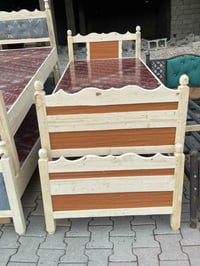 سرير خشب عراقي • نقش CNC • تكريت الزهور