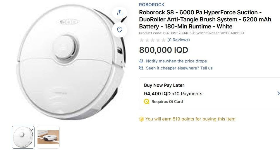 المكنسة الذكية Roborock S8 الفئة الأحدث والأقوى في التنظيف الآلي متوفرة الآن.
المميزات الأساسية:حالة القطعة: جديدة تماماً (زيرو) بكرتونها.
الملحقات: كامل الملحقات الأصلية من الوكالة داخل الصندوق.
قوة الشفط: هائلة تصل إلى 6000Pa لتنظيف عميق للسجاد والأرضيات
.نظام المسح: مسح صوتي اهتزازي ذكي لإزالة أصعب البقع مع ميزة رفع الممسحة تلقائياً عند صعود السجاد.
الملاحة الذكية: نظام الرادار عالي الدقة وتفادي العقبات ثلاثي الأبعاد.

القطعه جديده وغير مستخدمه .. السعر ٣٥٠ الف 
علما سعرهه بلموقع اكثر من ٨٠٠ الف 

التواصل والاستفسار خاص .


**إذا كنت صاحب هذا الإعلان وتريد حذفه لأي سبب، رجاءا أرسل رسالة إلى الدعم الفني**