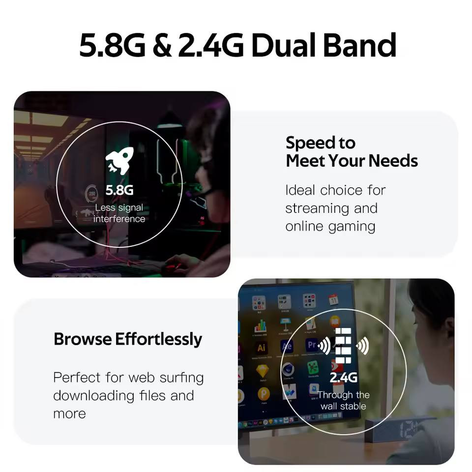 🚀 تخلص من ضعف وتقطيع الإنترنت مع لاقط شبكة DERAPID AC1300 الجديد! 🚀
​هل تعاني من تقطيع في الألعاب الأونلاين أو بطء في التحميل؟ الحل المثالي لأجهزة اللابتوب والديسكتوب صار متوفراً الآن في Humam Store.
​أبرز مميزات القطعة:
​سرعة خيالية: سرعة اتصال فائقة تصل إلى 1300Mbps لتجربة تصفح وألعاب سريعة ومستقرة.
​تردد مزدوج (Dual Band WiFi 5): يدعم شبكات 5.8Ghz لسرعة عالية وتداخل إشارة أقل، وشبكات 2.4GHz لضمان اختراق الجدران باستقرار عالي.
​تغطية واسعة: مزود بهوائيات قوية (Powerful Antenna) تنقل الإشارة بثبات لتغطي كافة أنحاء منزلك.
​جاهز للعمل فوراً: يتميز بأنه (Driver Free)، مما يعني عدم الحاجة لتحميل أي برامج تعريف؛ فقط قم بتوصيله بمنفذ الـ USB واستمتع بالإنترنت.
​أوضاع تشغيل ذكية: يدعم "وضع الاستقبال" لربط حاسبتك بشبكة الواي فاي، و"وضع البث" (Launch Mode) لتحويل حاسبتك إلى نقطة بث (Hotspot) ومشاركة الإنترنت مع الأجهزة الأخرى بسهولة.
​توافق شامل: متوافق تماماً مع أنظمة التشغيل Windows 10 و Windows 11.
​احصل على أداء إنترنت لا يضاهى ورقي اتصالك اليوم!
​📍 العنوان: بغداد الأمين نواب الضباط.
📞 للحجز والاستفسار: ***********.
