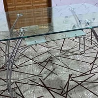 ميز طعام كلاس زجاج مع كراسي ما مشدودات جديد للبيع 07805799183