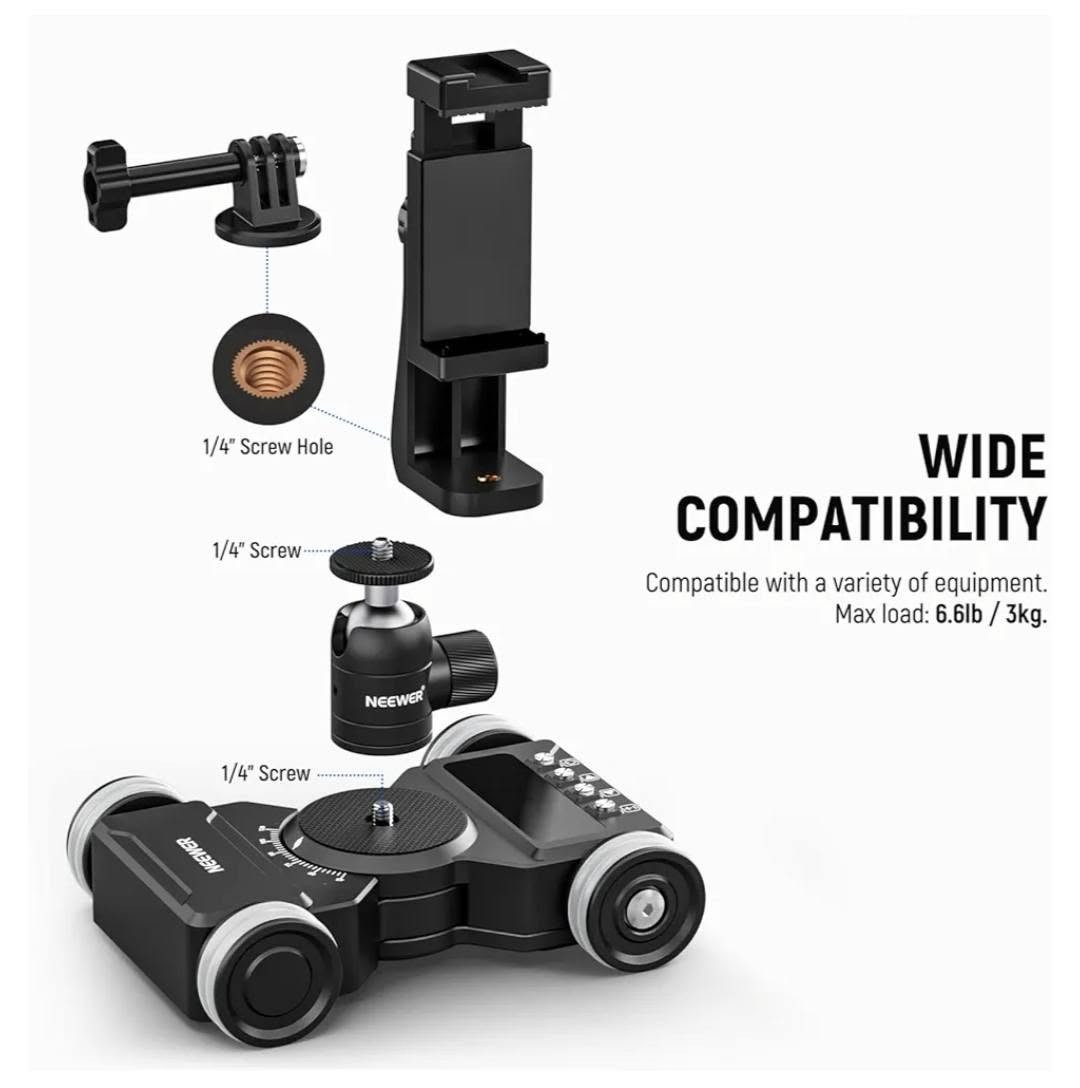 السلام عليكم للبيع لعدم الحاجة
عربة كاميرا آلية ذكية (Motorized Camera Dolly) من ماركة Neewer الموديل الحديث DL300.

المواصفات والمميزات:

تتحكم بيها بالكامل من الموبايل عبر تطبيق (Neewer App).

تحتوي على محرك صامت جداً لعدم التأثير على صوت الفيديو.

مخصصة للقطات السينمائية المتحركة، الـ B-roll، وتصوير المنتجات باحترافية.

بطاريتها قوية تدوم حتى 5 ساعات عمل مستمر.

تتحمل وزن لغاية 3 كيلو (ترهم للموبايل، كاميرات الجوبرو، وكاميرات الـ DSLR والـ Mirrorless).

النظافة والملحقات: نظيفة جداً (أخو الجديد) وتأتي كاملة مع الحقيبة الأصلية، رأس كروي (Ball Head)، وحامل الموبايل.

السعر: [ 165 ألف دينار] وبيه مجال بسيط.
التوصيل: [متوفر توصيل أو الاستلام مباشر].

للتواصل ومزيد من التفاصيل يرجى مراسلة الخاص أو واتساب: [***********].
