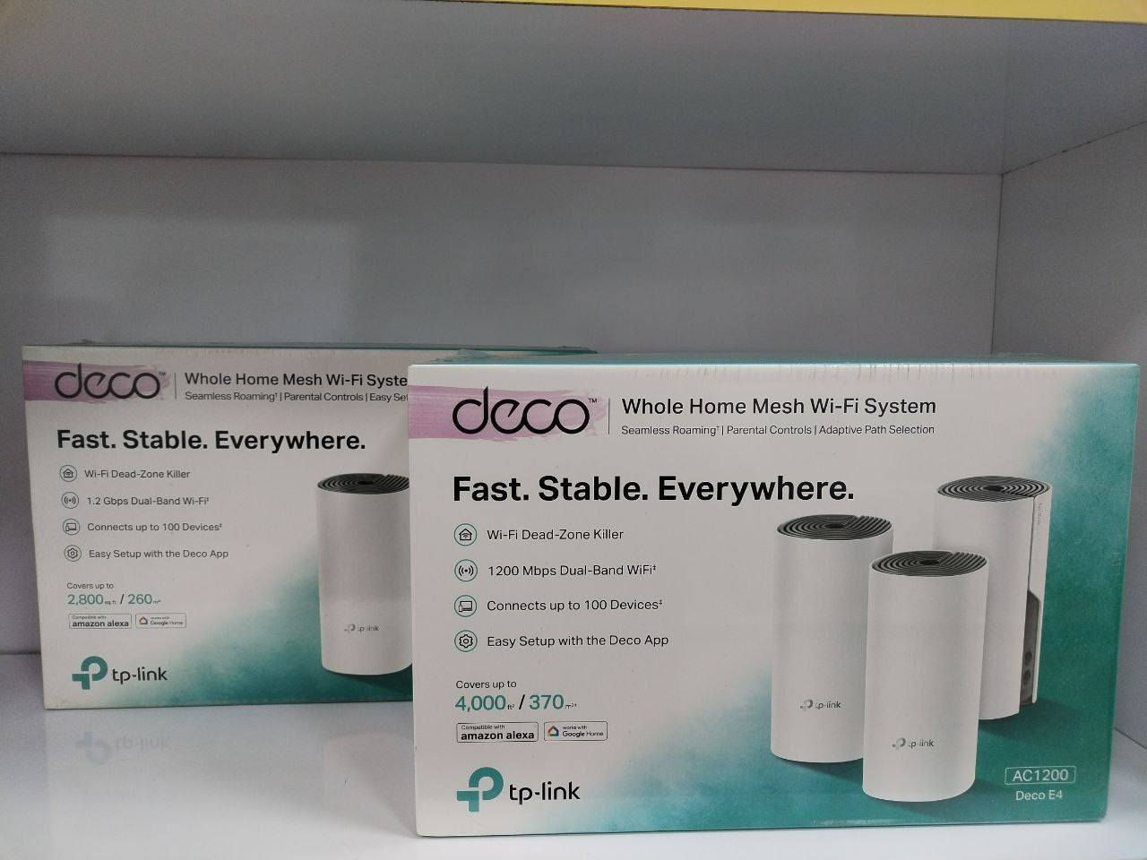 🏮راوترات DECO🏮
Deco E4/1200/1pec
السعر 39.000
Deco E4/1200/2pec
بسعر 65.000
Deco E4/1200/3pec
بسعر 100.000

 Deco M4/1200/1pec
بسعر 51.000
Deco M4/1200/2pec
بسعر 96.000
Deco M4/1200/3pec
بسعر 137.000

Deco S7/ 1 pec
بسعر 56.000
Deco S7/2pec
بسعر 110.000
Deco S7/3pec
بسعر 161.000

للإستفسار تواصل معنا📞
📞***********
توجد خدمة توصيل📮 خلال 24 ساعة
