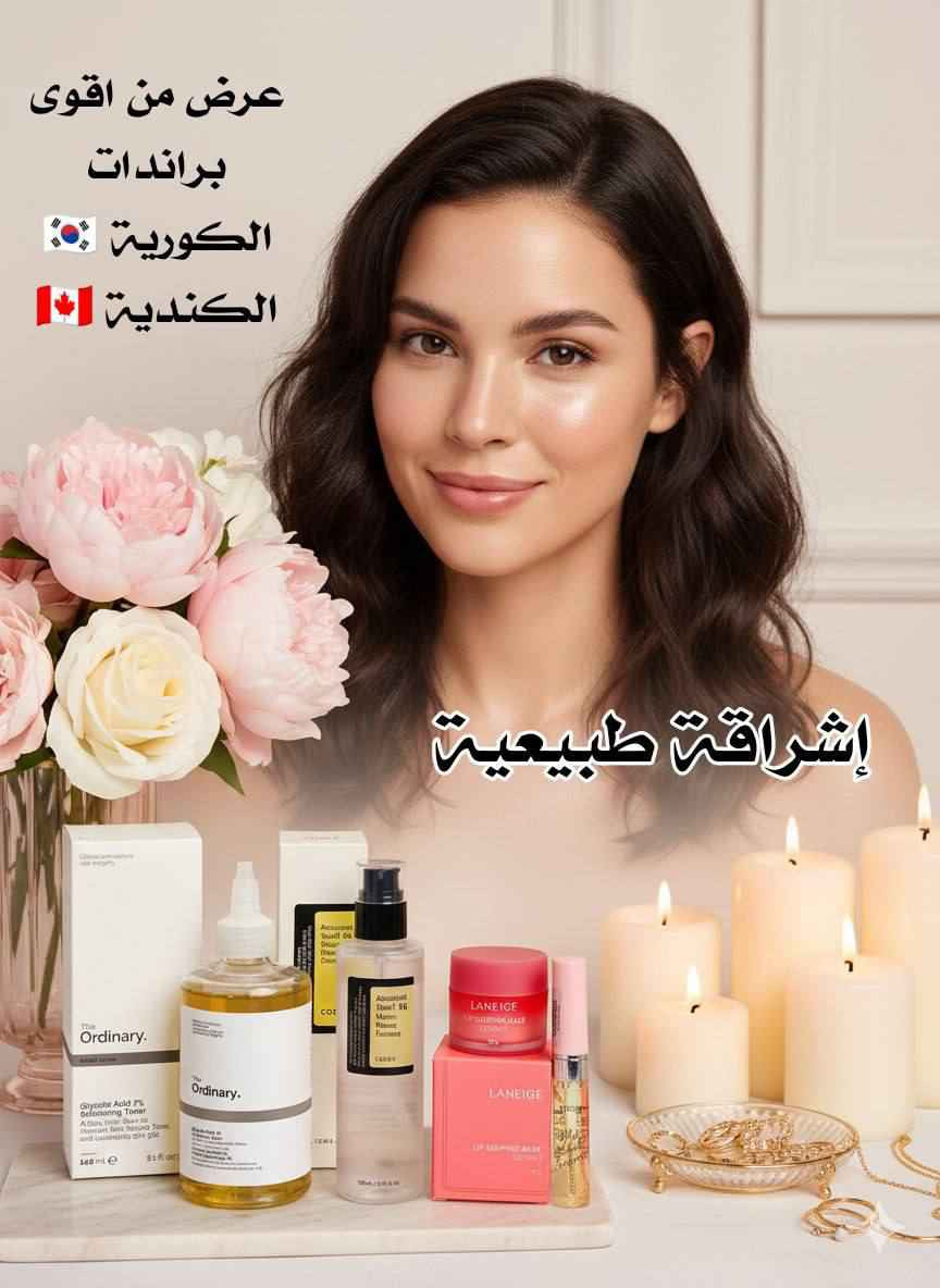 باكج العناية المتكامل – إشراقة وترطيب متكاملة لجميع أنواع البشرة 
باكج العناية هذا مصمم خصيصاً لتلبية كل احتياجات البشرة من تنظيف، تقشير، ترطيب، وحتى العناية بالشفاه والرموش. 

💛 تفتيح وتقشير البشرة – The Ordinary Glycolic Acid 7% (كندا 🇨🇦)
هذا التونر يقوم بتقشير الخلايا الميتة بلطف، تنظيف المسام بعمق، ويساعد على توحيد لون البشرة ومنحها إشراقة طبيعية. استخدامه المنتظم يقلل من البقع الداكنة ويترك البشرة ناعمة ونضرة.

🐌 ترطيب وتجديد البشرة – COSRX Snail 96 Mucin Power Essence (كوريا 🇰🇷)
اسنس الحلزون يغذي البشرة ويعزز ترطيبها العميق، يصلح آثار الحبوب ويمنح البشرة ملمساً ناعماً وممتلئاً. المنتج مثالي للبشرة الجافة والحساسة، ويترك إحساساً بالراحة طوال اليوم.

💗 ترطيب وتنعيم الشفايف – LANEIGE Lip Sleeping Mask – Berry (كوريا 🇰🇷)
ماسـك الشفايف الليلي يرطب الشفايف بعمق، يعالج التشققات، ويجعلها وردية وناعمة عند الاستيقاظ. مناسب لجميع الفصول ويضيف لمسة نعومة ساحرة للشفاه.

🌸 تقوية وتكثيف الرموش – ETUDE My Lash Serum (كوريا 🇰🇷)
سيروم الرموش يغذي بصيلات الرموش، يقلل التساقط، ويساعد على زيادة الطول والكثافة بشكل طبيعي. استخدامه اليومي يمنح رموشك مظهراً أكثر جمالاً وصحة.

منشأ المنتجات الكوري 🇰🇷الكندية 🇨🇦 بغداد, العراق


**إذا كنت صاحب هذا الإعلان وتريد حذفه لأي سبب، رجاءا أرسل رسالة إلى الدعم الفني**