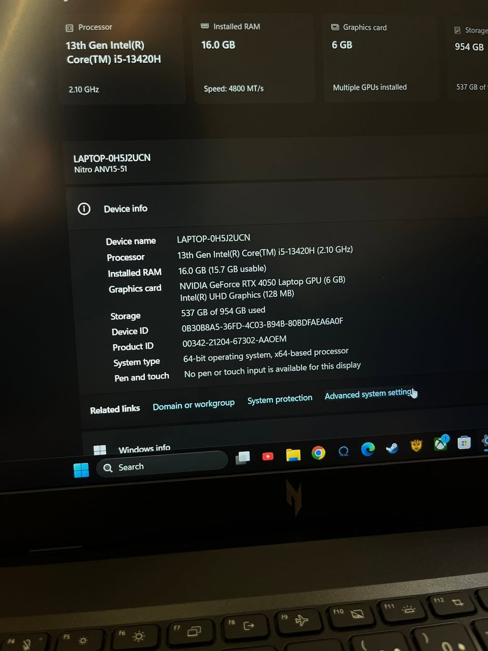Acer Nitro V15
تقريبا جديد 🆕 استخدامه كلش قليل 
مواصفاته بالصور مذكوره جهاز مكفول وشرط النظافة وبالخير ع الياخذه 
سعره مليون و ١٥٠ 
بغداد / الدوره
***********
