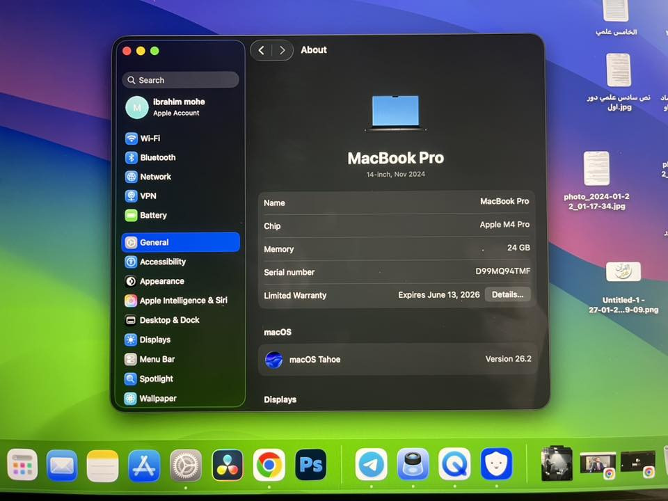 السلام عليكم
Macbook pro m4pro للبيع بسعر مليونين و200 الف دينار وبيها مجال
المواصفات
14 inch
Cpu m4 pro 
16 c cpu 14 c gpu
Ram 24 gb
Ssd 512
الجهاز جديد  وغراضه كاملة وكارتونه وياه وبعده بالضمان
مكاني بغداد
للتواصل ***********
