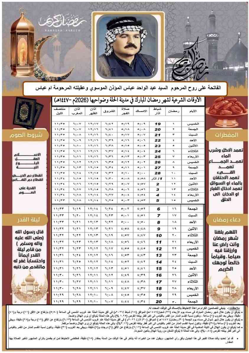 📚✨ مكتبة الموسوي ترحب بكم ✨📚
كل ما تحتاجه في مكان واحد!
امساكية شهر رمضان المبارك 
١٠٠ نسخة ورق عادي السعر ١٠٠٠٠
٥٠ نسخة ورق عادي السعر ٦٠٠٠
١٠٠ نسخة ورق لماع لاصق ٢٥٠٠٠
٥٠ نسخة ورق لماع لاصق ١٥٠٠٠
📍 الموقع:
الحلة – شارع المستشفى الجمهوري – حي الأمير
(مقابل دائرة صحة بابل)

📞 للتواصل:
***********

🛍️ خدماتنا:
 • قرطاسية لجميع المراحل
 • ألعاب تعليمية وترفيهية
 • إكسسوارات موبايل
 • هدايا مميزة لجميع المناسبات
 • استنساخ وطباعة
 • صور فورية وكبس هويات
 • تغليف حراري وورقي
 • دفاتر وكراسات حسب الطلب

🚚 خدمة توصيل متوفر
