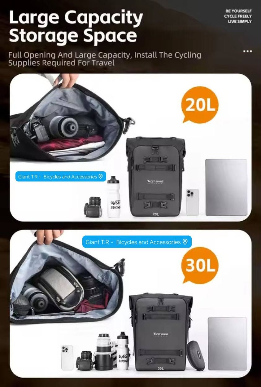 📍 ما شاء الله لاقوة الا بالله العلي العظيم 📍

📥 تم بعون الله وفضله وصول وجبة جديده من 👇👇

الوجبه الجديده 2026 : رقم المنتج 6

®️WEST BIKING ✅  ملوك الترحال 👑

​🏁 رفيق الطريق الذي لا يخذل.. حقيبة المغامرات من West Biking وصلت الآن! 💨

​لمحترفي الـ Touring وعشاق المسافات الطويلة، نعلم أن الطريق يحتاج لتجهيز "ذكي" وليس مجرد حقيبة عادية. هل تبحث عن التوازن المثالي بين المتانة، السعة، والانسيابية؟

​لقد وصلت الآن حقيبة West biking Side Bag بنظامها المعياري (Modular) الذي يمنحك المرونة الكاملة في تنظيم رحلتك، سواء كنت في جولة داخل المدينة أو تخوض مغامرة عابرة للحدود.

​🛠️ ما الذي يجعل هذه الحقيبة خيارك الأول؟

💪 ​متانة بلا حدود: مصنوعة من مزيج تقني متطور (500D Mesh Cloth Pvc + 900D Nylon) لمقاومة استثنائية للتمزق والظروف الجوية القاسية.

🤔 ​تصميم Modular ذكي: تمنحك القدرة على الدمج والتعديل حسب حاجتك، مما يجعلها قطعة مرنة جداً تتناغم مع هيكل الدراجة.

🎖️ ​ثبات فائق: مزودة بتصميم شبكي مانع للانزلاق (Anti-Slip Mesh) لضمان استقرارها التام حتى في المنعطفات الحادة والطرق الوعرة.

🏯 ​سعات تخزين متنوعة: تتوفر بخيارين لتلائم احتياجاتك؛ سعة 20 لتر (بوزن 806 جرام) أو سعة 30 لتر (بوزن 910 جرام).

📐📏​أبعاد هندسية دقيقة: تأتي بمقاسات (26×15×39 سم) للحجم الصغير و (29×20×41 سم) للحجم الكبير لضمان سعة حقيقية دون التأثير على توازن الدراجة.
​عملية وسهلة الحمل: تتضمن حزام كتف قابل للإزالة، مما يسهل عليك حملها كحقيبة كتف أنيقة عند التوقف والابتعاد عن الدراجة.

🚀 ​إطلالة احترافية: متوفرة باللون الأسود الملكي الذي يناسب جميع أنواع وألوان الدراجات النارية.
​🔥 الكمية محدودة جداً لهذا الإصدار التخصصي!

#جاينت_تي_أر_لاتحتار #متجر_معتمد_منذ_2018
#نختصر_عليك_هم_التجربة_ونعطيك_قمة_الرفاهية
#خبرة_في_المجال_أكثر_من_10_سنوات
#غايتنا_خدمتكم_لأقصى_الحدود
#كل_ما_يحتاجة_الدراج_الهوائي_في_مكان_واحد
#اصنع_قصتك_مع_جاينت_تي_أر
#صيانه_احترافيه #اكسسوارات #ادوات_احتياطية #طلب_مسبق_خاص #فرق_دراجات #تجهيز_الفرق #SHIMANO #WEST_biking #MAXXIS #GIANT #SCOTT #TREK #MSC #FORMAT #CANNONDALE #UCI 

®️ Giant T.R -  Bicycles and Accessories . 🚴‍♂️

🔴العنوان : بغداد / نفق الشرطه / مقابل المشاتل / مجمع الدراجات الهوائيه  . 

🔴للأتصال و الاستفسار :  
*********** 📲
*********** 📲

🔴 توصيل : بغداد + المحافظات ( مركز + اطراف ) . 

لسنا الوحيدون ... لكننا بكم الأفضل ان شاء الله ♥️

🥇🥇🥇🥇🥇🥇🥇🥇🥇🥇🥇🥇🥇🥇🥇🥇
