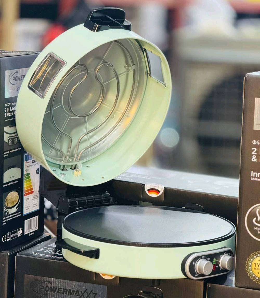 توفر من جديد تنور كهربائي ( خبازة ) لصنع ( الخبز العربي + بيتزا + اللحم بعجين ) خلال ٥ دقايق 🔥
                   
من ماركة 🇩🇪🇩🇪🇩🇪POWERMAXX3🇩🇪🇩🇪🇩🇪 الالمانية 

1️⃣ قياس 40 سم حقيقي 💯 الحجم الكبير 
2️⃣ تأتي بقوة 2200 واط 🔌
3️⃣ تحتوي ع تايمر ( مؤقت ) 
4️⃣ هيترات ستانلس ستيل اعلى + اسفل بدرجة حرارة تصل لل 240  درجة 💪🏻🔆
5️⃣ صينية الخبز من كرانيت أسود المانع للألتساق وسهل التنظيف 🧽 
6️⃣تحكم منفصل ( يعني نكدر نشغل الهيتر الاعلى والاسفل بشكل منفصل او مع بعض ) 😍🔥
7️⃣تحتوي ع انارة بالداخل 💡
8️⃣ تحتوي على 2 شباك لرؤيه ومراقبه عمليه الشوي 🔥

للحجز والأستفسار مراسلتنا 📩📨 
او الاتصال ***********
التوصيل لجميع المحافظات 🇮🇶🚚 

