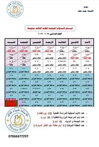 🔴 #تنويه_هام   🔰 يرجى الانتباه الى الجدول المرفق طياً ، الموضح فيه عدد...
