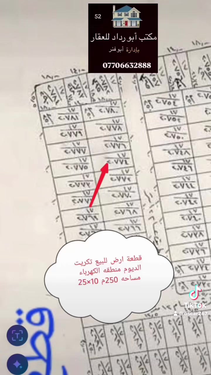 السلام عليكم 
قطعة ارض للبيع تكريت الديوم منطقه الكهرباء 
مساحه 250م 10×25 
للأستفسار الاتصال 
*********** ابو فنر للعقار

