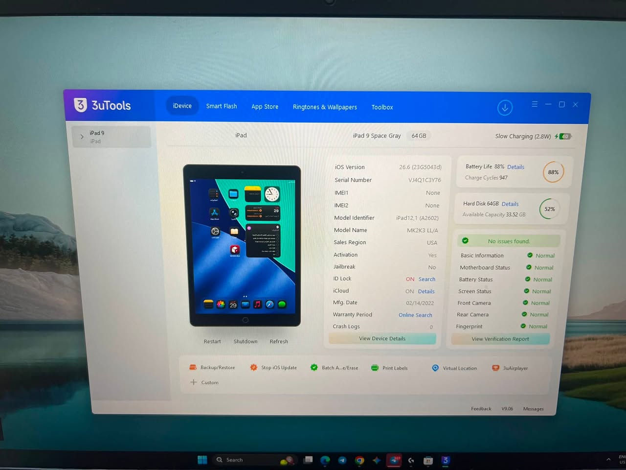 ايباد 9
ذاكرة 64 

جهاز مثل متشوف بصور صحة بطارية  88

ما مبدل بي اي شي نظيف جدا

ويا كارتونه ولزكة ودرع هدية حافظه 

السعر 250 الف


**إذا كنت صاحب هذا الإعلان وتريد حذفه لأي سبب، رجاءا أرسل رسالة إلى الدعم الفني**